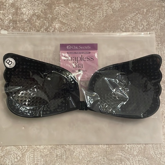 Brand New Self Adhesive Backless Strapless Silicone Black Push Up Bra - Picture 13 of 16